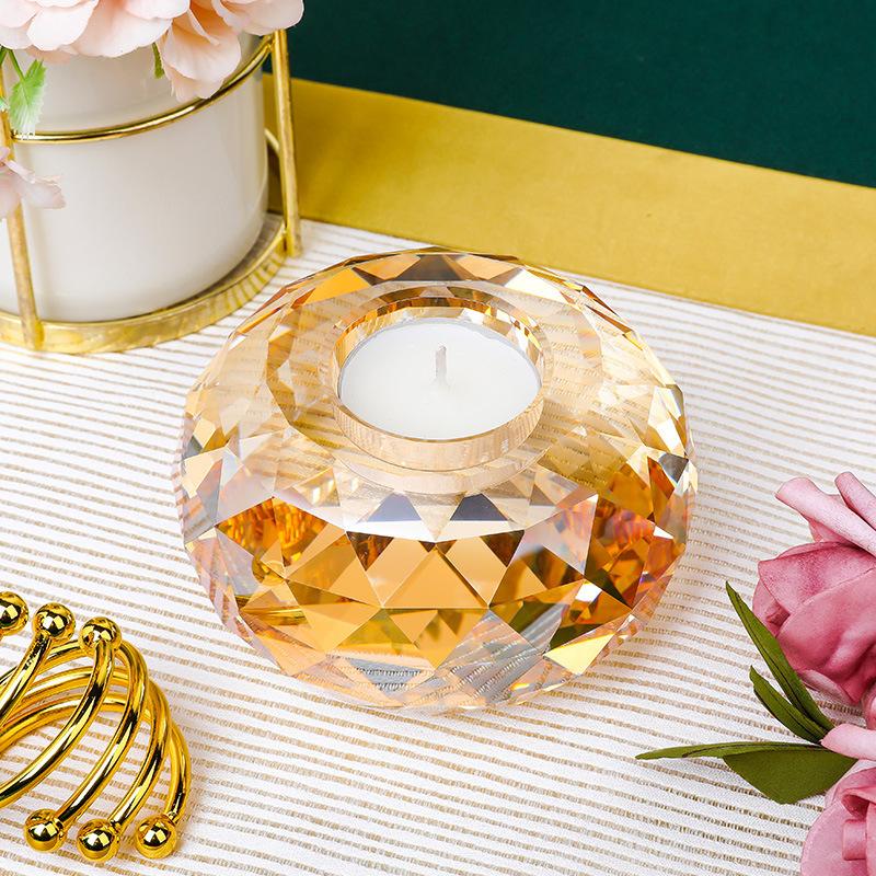 K9 Crystal Glass Tealight Candle Holder Geometric Faces Crystal Ball Clear Candlesticks Candlelight Dinner Romantic Decoration