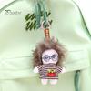 Keychain Doll Pendant, Mini Size Portable Soft Velvet Fabric Daily Wear Bag Charm Fried Hair Glasses Doll, Durable Accessory for Bags Keys Backpacks
