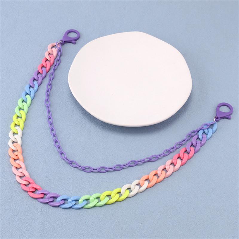 Bohemian Rainbow Resin Chain Keychains Men Women Hip Hop Waist Chain Multicolor Acrylic Flower Pants Trousers Chain Punk Jewelry