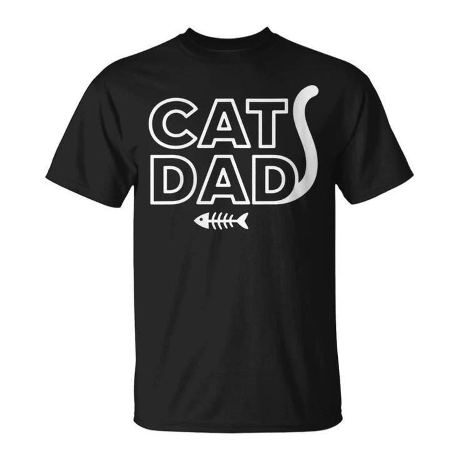 Cat Dad Minimal Typography Fishbone Graphic Tee XL