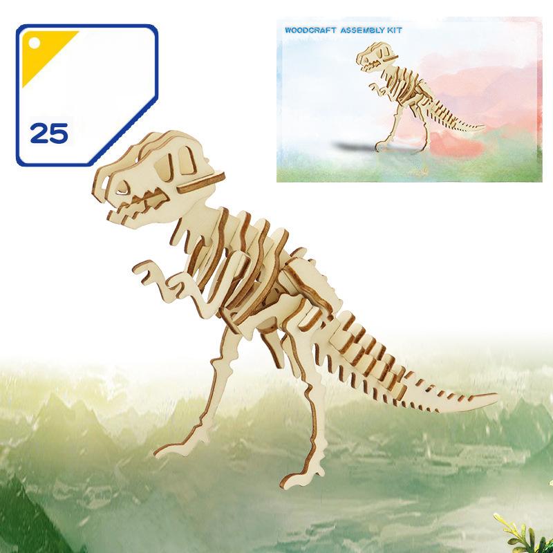 1Pc New Wooden Dinosaur Puzzle Creative Handmade DIY Model Three-dimensional Puzzle, Holiday Gifts