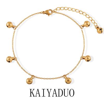 Minimalist Ethnic Bell Anklet: Gold-Plated Titanium Steel Foot Jewelry for Women