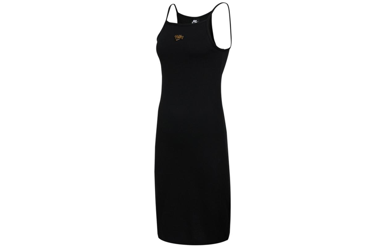 Nike Slip Dresses Women s Black Square Collar Thin Mid Length CZ9843-010 L