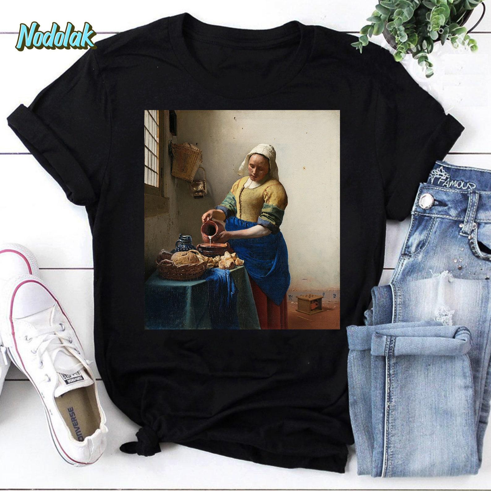 The Milkmaid Painting By Johannes Vermeer Vintage T-Shirt, The Milkmaid Shirt, Johannes Vermeer Shirt, Johannes Vermeer Artist Shirt S