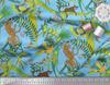 Soimoi Japan Crepe Satin Fabric Branches,Parrot & Leopard Jungle Print Fabric by the metre 42 Inch