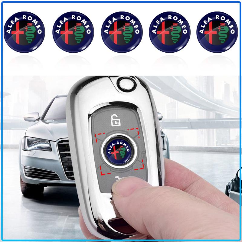 14mm Car Remote Key Fob Emblem Badge Radio Button Sticker For Alfa Romeo 147 159 156 Giulietta Giulia Mito Spider Alpha Nheadrest