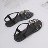 Women's Bohemian Style Sandals, Summer Colorful Woven Beaded Round Toe Comfort Flat Sandals