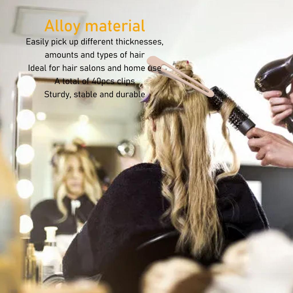 40pcs Hair Duck Bill Clips Bend Crease Free Alloy Hair Styling Dividing Clips for Home Salon Use