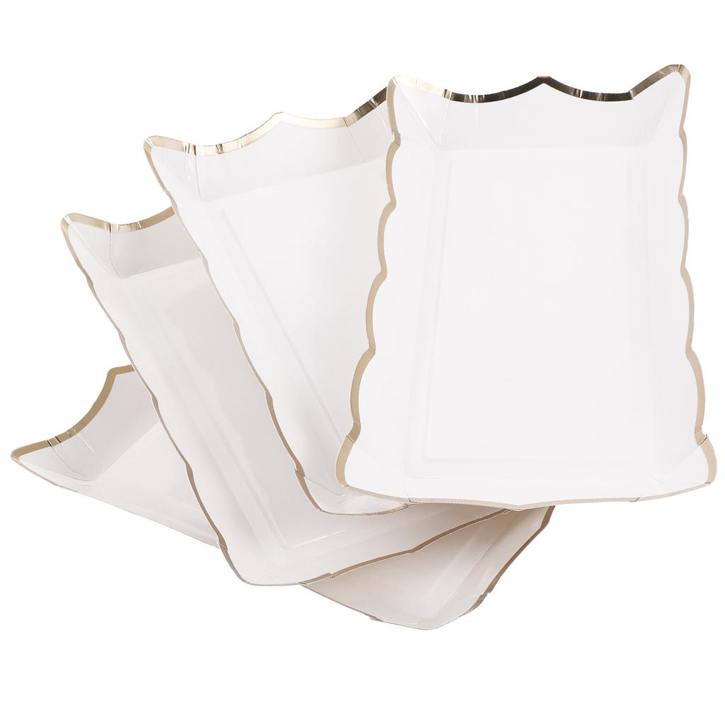 4 Pcs Elegant Square Paper Lace Plate Fruit Trays for Serving Party Catering Platter Cupcake White Food Cookie Travel