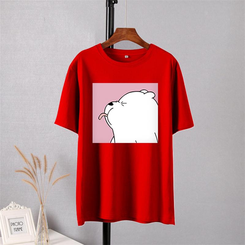 Shellsuning Summer Cute Printed Cotton T Shirt Women Loose Short Sleeve Trend Tees Female Casual Streetwear All-match Basic Tops