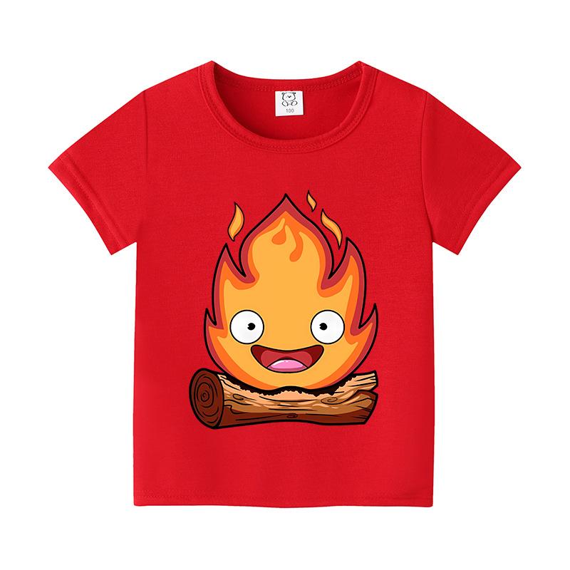 Movie Howl's Moving Castle Kids T Shirt Howell Jenkins Calcifer Short Sleeve Tee for Boy Girl Cartoon Anime Tops Summer Clothes