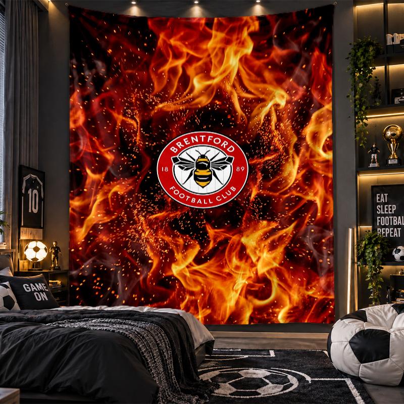 Wall Hanging Tapestry Brentford Football Print Cloth for Living Room Bedroom Home Decor
