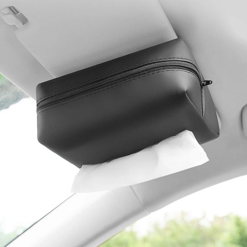 Multifunktionale Auto-Armlehnen-Taschentuchbox Leder Auto-Sitzlehnen-Papierhandtuch-Aufbewahrungstasche Universeller Sonnenblenden-Taschentuchhalter
