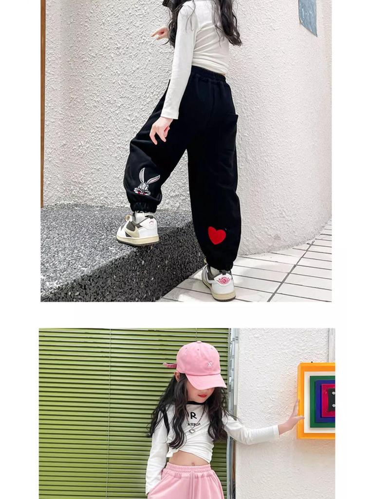 Girls' Cartoon Elastic Ankle Sweatpants - Spring/Autumn 2025 Collection