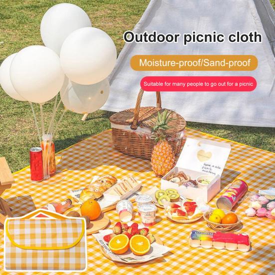 Outdoor Picnic Blanket Portable Extra Large Waterproof Sand-proof Beach Mat Foldable Rectangle Camping Moisture-proof Mat with Carry Strap