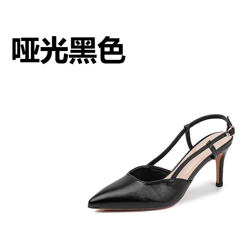 Women Sandals Baotou High Heeled Sandals Women's High Heels Spring Summer Thin Heel Professional Pointed Back Empty Single Shoes