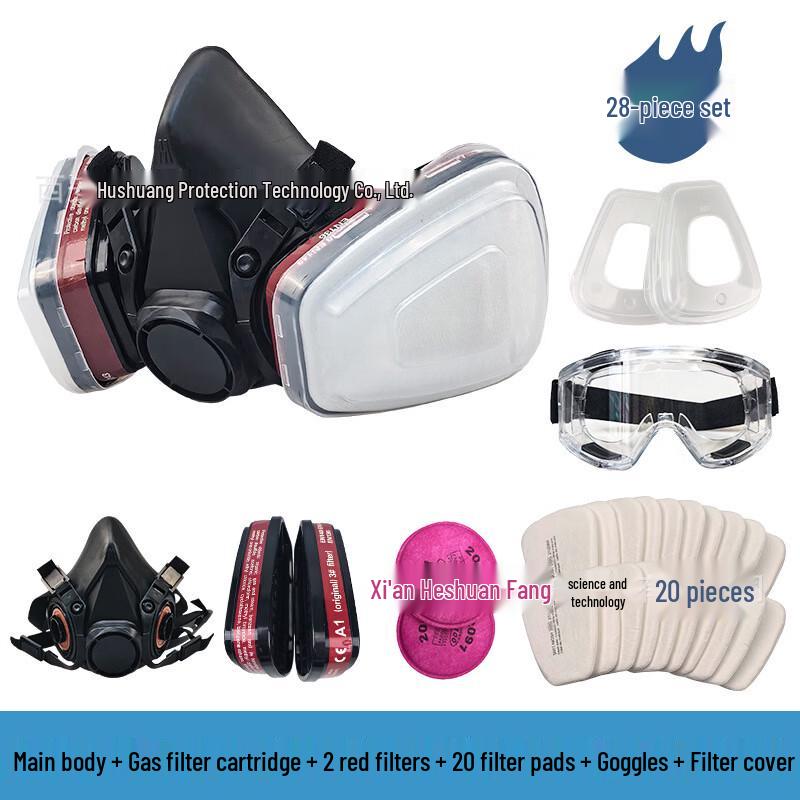 Yuanzu 6200 Black Half-Face Respirator Mask (28-Piece Kit)