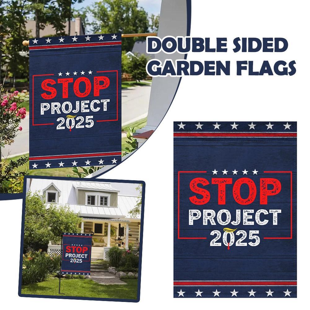 

Stop PROJECT 2025 Garden Flag A Bilateral Vintage Yard Project Outside Flag Yard Stop Flag Doub B3G9