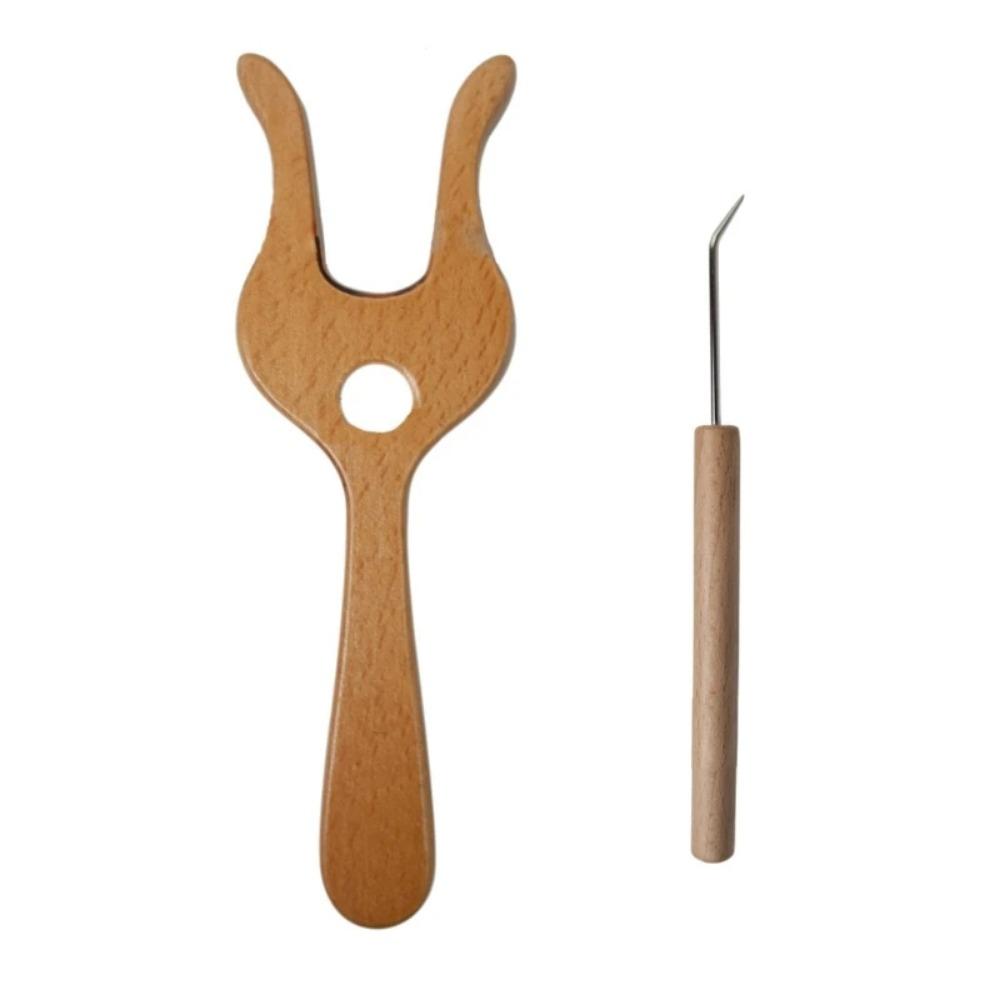 Ergonomic Handle Wooden Knitting Fork Handmade DIY Crochet Kits Efficient Loom Stick  Home