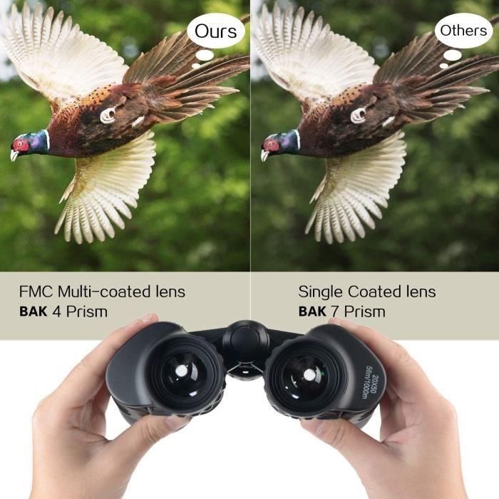 20x50 Jumelles de haute puissance pour adultes, enfants, compact, étanche avec faible luminosité Vision de nuit Télescope ju 1450
