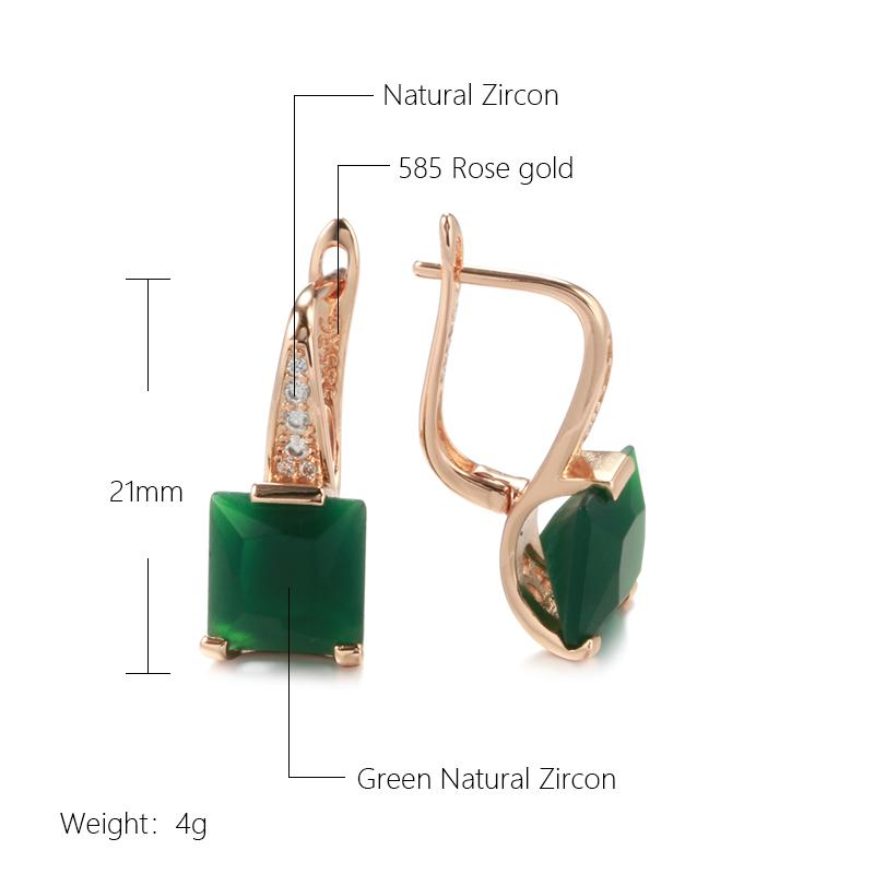 New Emerald Square Cut Zircon Promise Earring For Women Luxury  Rose Gold Wedding Jewelry Party Daily Dangle Earrings