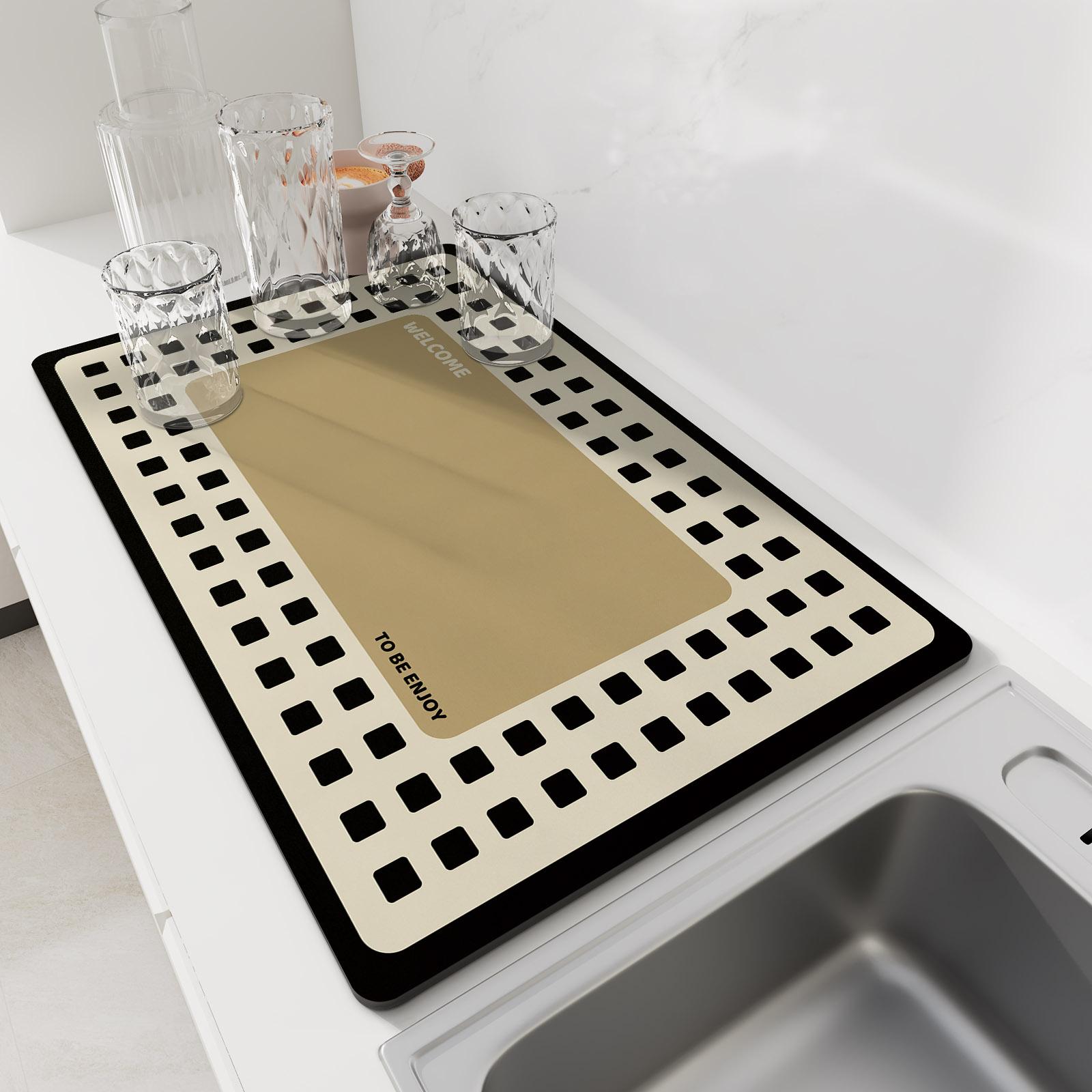 Коврик для кухни Впитывающий коврик для кофе Коврики для сушки посуды Быстросохнущий дренажный коврик для посуды Нескользящий дренажный коврик для кухонного крана 30x40 cm 1659₽