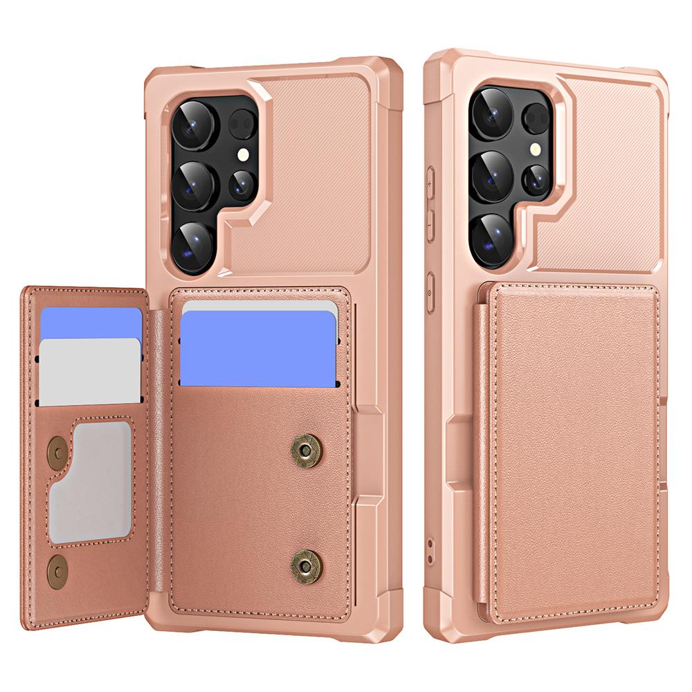 For Samsung Galaxy S24 Ultra Case Card Slot Kickstand Leather+TPU Reinforced Corner Phone Cover