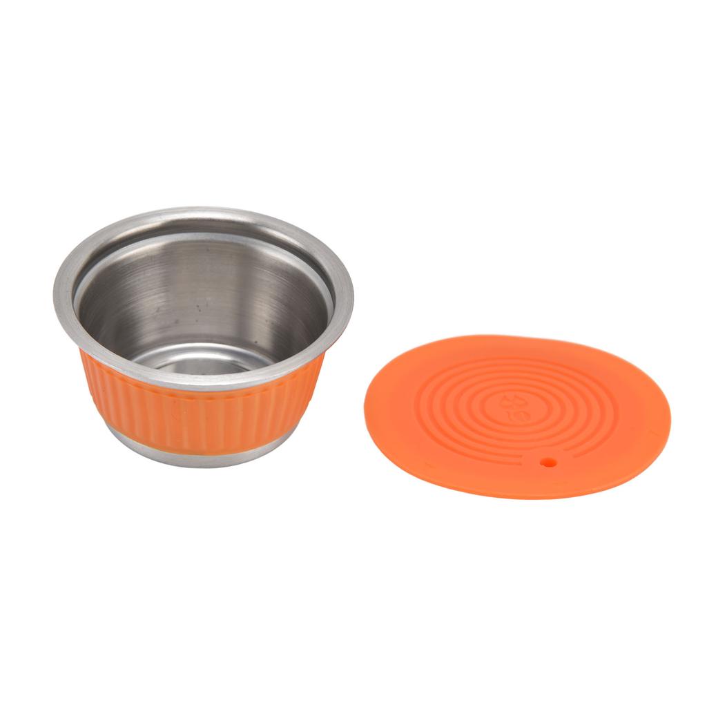 Reusable Coffee Capsule Filter Cup Refillable Filter Dripper Tamper Set for Dolce GustoOrange
