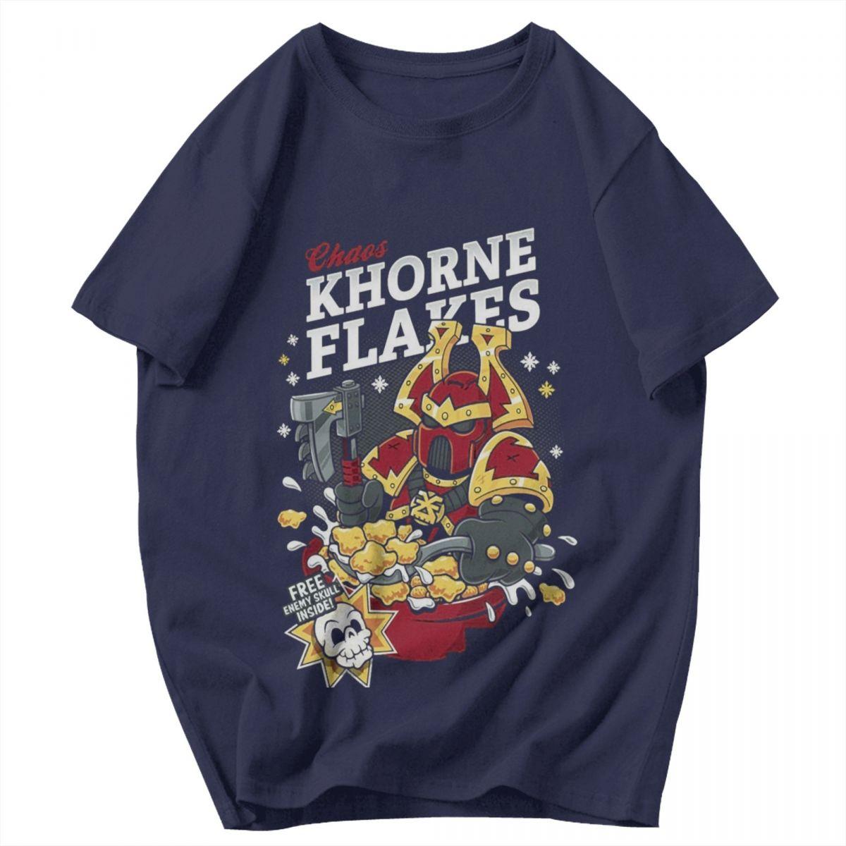 Herren T-Shirt Chaos Khorne Flakes Baumwolle Y2K Grafik Rundhals Unisex Tops T-Shirts 4XL