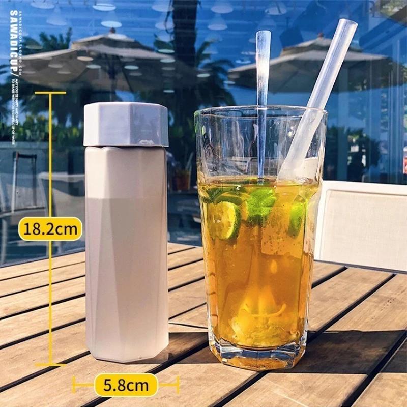 Portable Plastic Water Bottle Creative Matte Water Cup Outdoor Juice Leak-Proof Sports Bottle with Rope Travel Camping Bottles