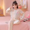 2026 Girls' Cartoon Pajama Set - Long Sleeve, Long Pants, Round Neck, Sizes S-M-L, for Home or Outdoor, Cute Autumn Wear