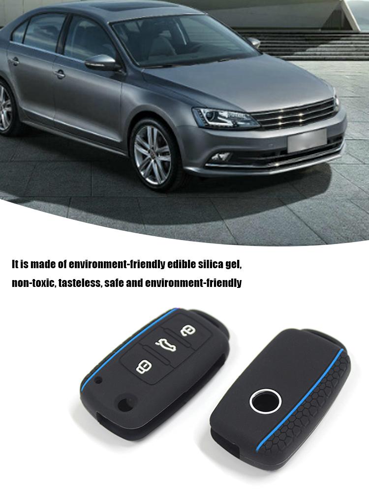 Silicone Keys Full Cover 3 Buttons Car Key Cover Case Protector Remote Key Fob Case Cover for Volkswagen Sagitar Polo Golf Skoda