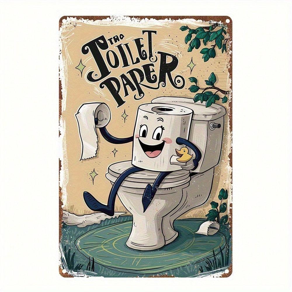 1pc 12x8 Inch Vintage Aluminum Metal Sign Funny Bathroom Decor Humorous Toilet Paper Wall Art Whimsical Gift