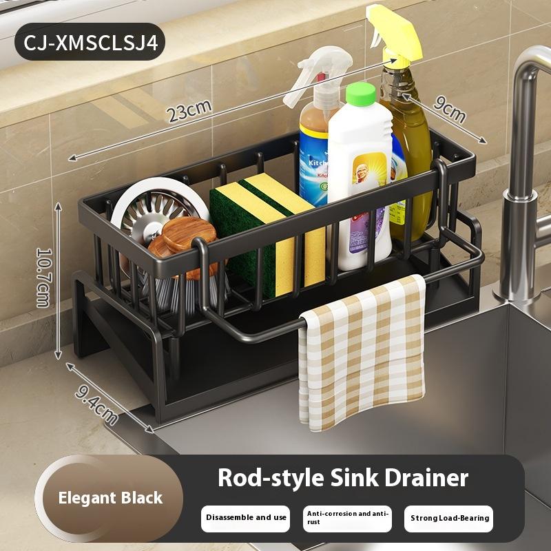 Kitchen Sink Draining Rack, Automatic Drainage Plastic Storage Rack, Sink Shelf, Sponge and Soap Rack, Towel Rack