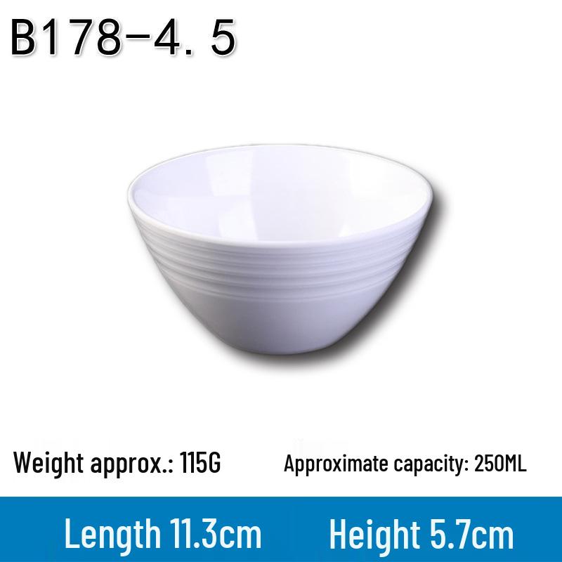Melamine White Soup Bowl, 4.5-Inch A5 Rice Bowl for Hotel, Canteen, or Fast Food Use