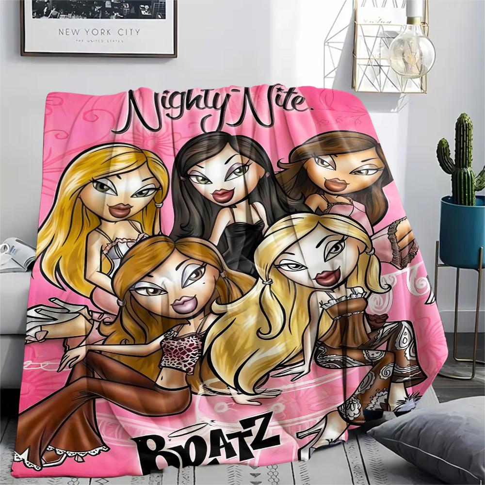 1pz Coperta di Flanella con Stampa Bratz, Alta Qualità per Tutte le Stagioni, Arredamento per la Casa, Calore e Comfort, Perfetta per Regali di Natale