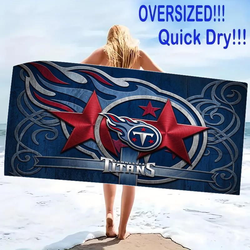 Tennessee Titans Print Beach Towel, Large Soft Quick Dry Towel for Beach Camping Swimming