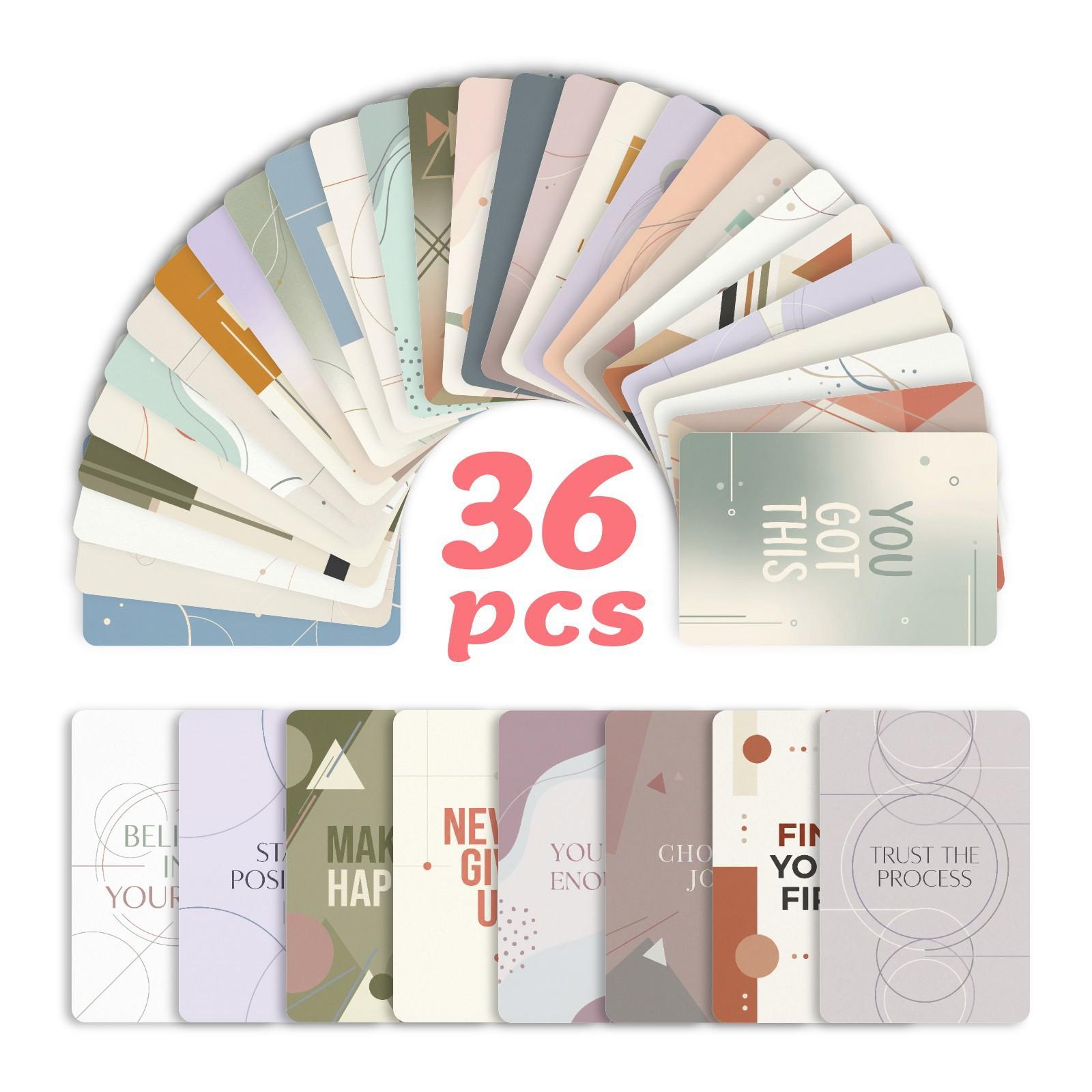 

36 Morandi Color Inspirational Cards, Simple Geometric Positive Energy Encouragement Cards, Student Inspirational Greeting Cards RXHB0473