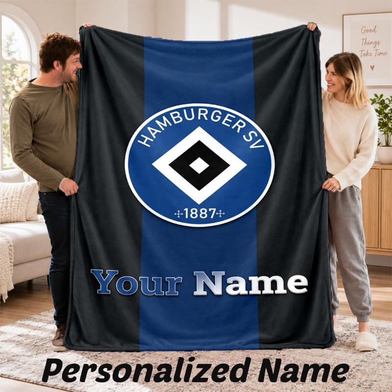 Custom Name Hamburger SV Flannel Throw Blanket Personalized Text Soft Blanket Bed Sofa Gift