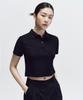 Woman [Cooltandard] Women'S Crop Pique Polo Shirt [Black]