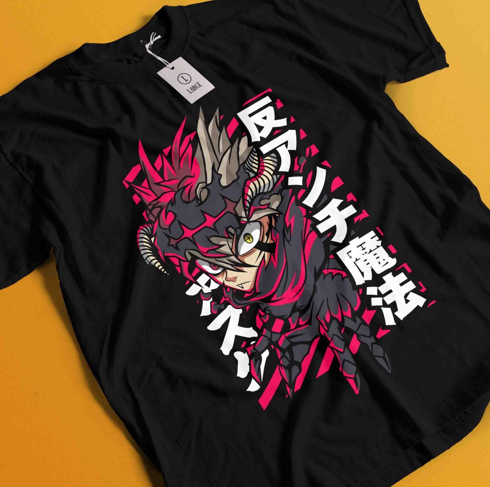 Black Clover T-Shirt Mens Womens Tees Top Asta Yuno Anime Manga Tshirt Anime Manga Tee Black Shirt S