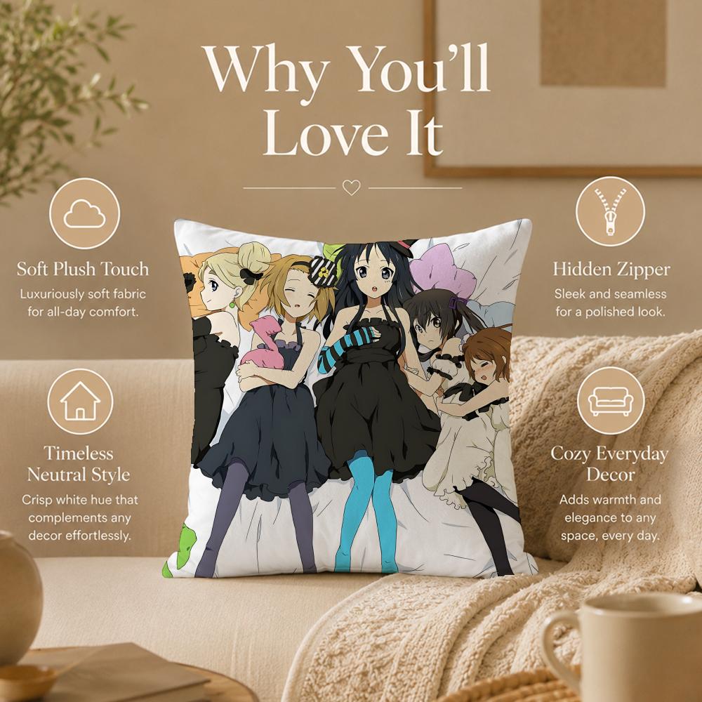Anime K-K-On! Cushion Cover Double-Sided Printed Pillow Cover Hypoallergenic Dust-Mite Proof