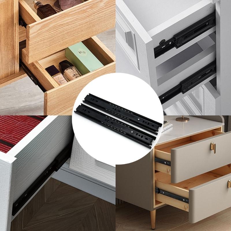 1Pair Cold Rolled Steel Drawer Slides Soft Close Drawer Track Rail Cabinet Drawer Track Slide Sliding Furniture Hardware