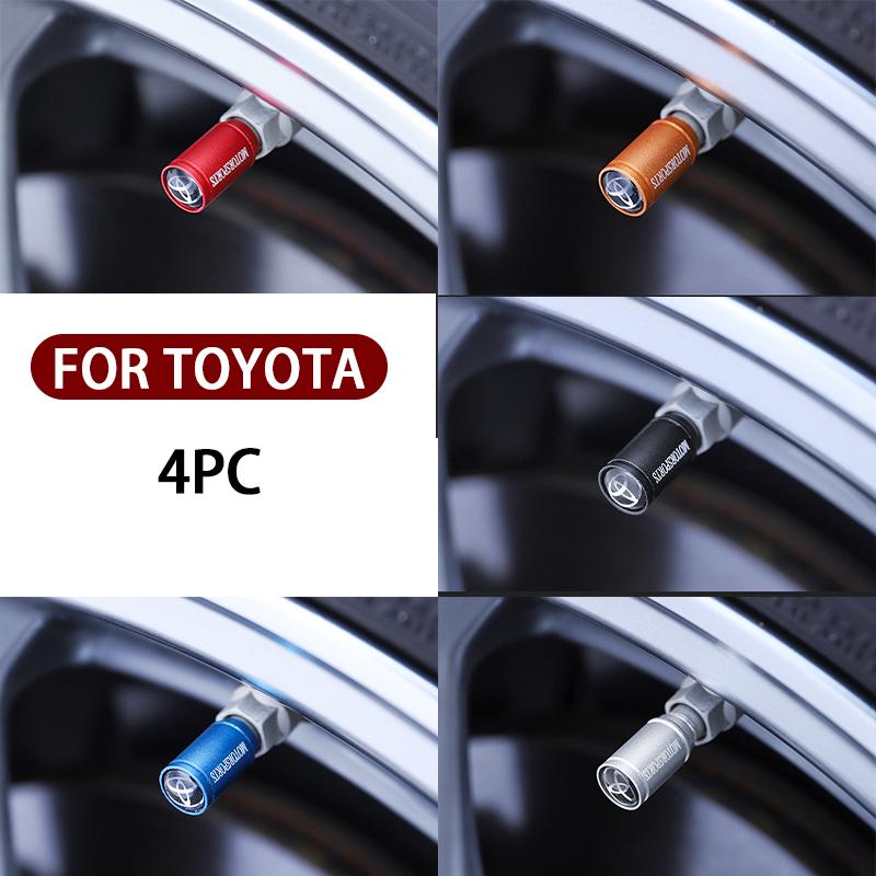 4Pcs Matt Car Wheel Tire Valve Caps for Toyota RAV4 Corolla Camry Frontier Supra C-HR Hilux Tacoma PradoCorolla CHR Accessories