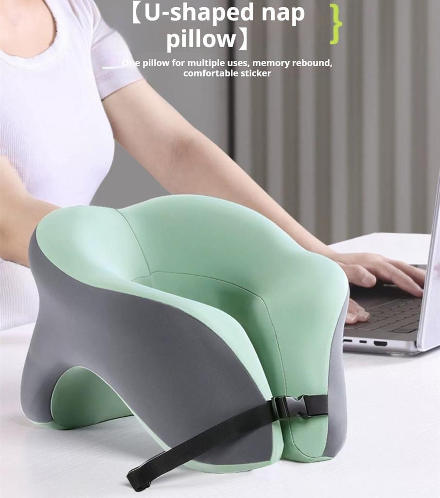 2-in-1 Travel Pillow Face Down with Cooling Gel Memory Foam Face Pillow for Relax Arms Sleeping on the table during lunch break