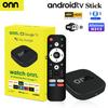 Onn 4K Android 13 Smart TV Box 4K Quad Core Set-Top Box Conectividade 5G 8GB 128G Controle Remoto por Voz para Player de Mídia de Streaming