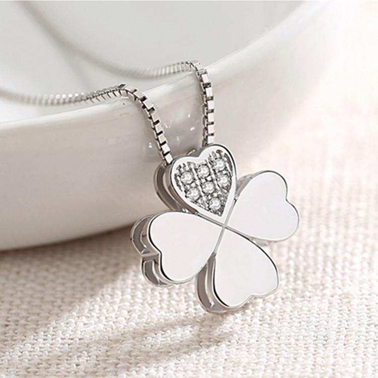 Women's Necklace Niche Design S925 Sterling Silver Four-Leaf Clover Pendant Clavicle Chain Pendant