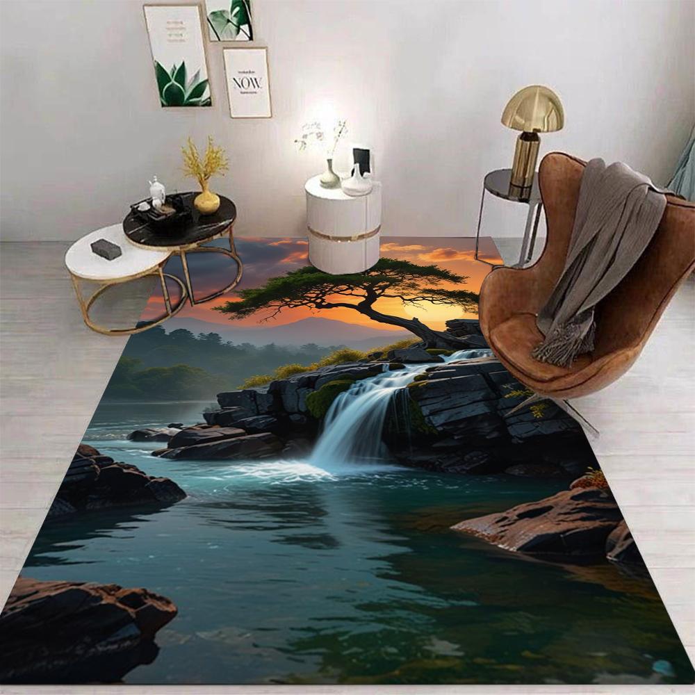 Landscape Cartoon Area Rug Non-Slip Washable Mat for Living Room Bedroom Kitchen Sofa Table Balcony Home Decor Floor Carpet