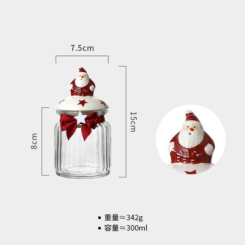 

Christmas Style Candy Jar Biscuit Nut Sealed Jar Snack Storage Food Grade Glass Storage Jar