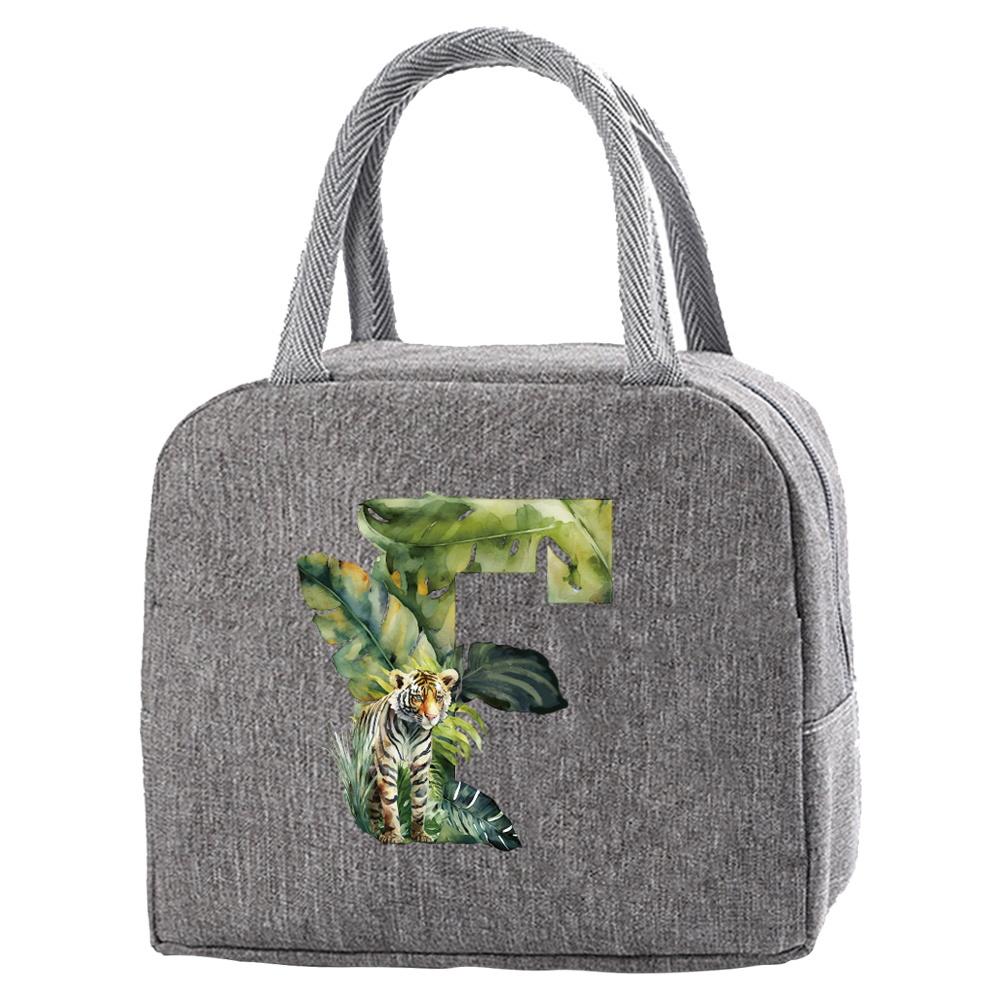 Portable Food Insulation for Traveling Jungle Tiger Letter Printing Box Picnic Waterproof Oxford Zipper Insulation Lunch Bag